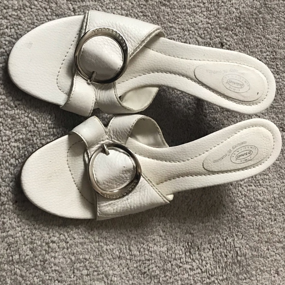 Dr. Scholls Opal white leather kitten heel sandals 10M